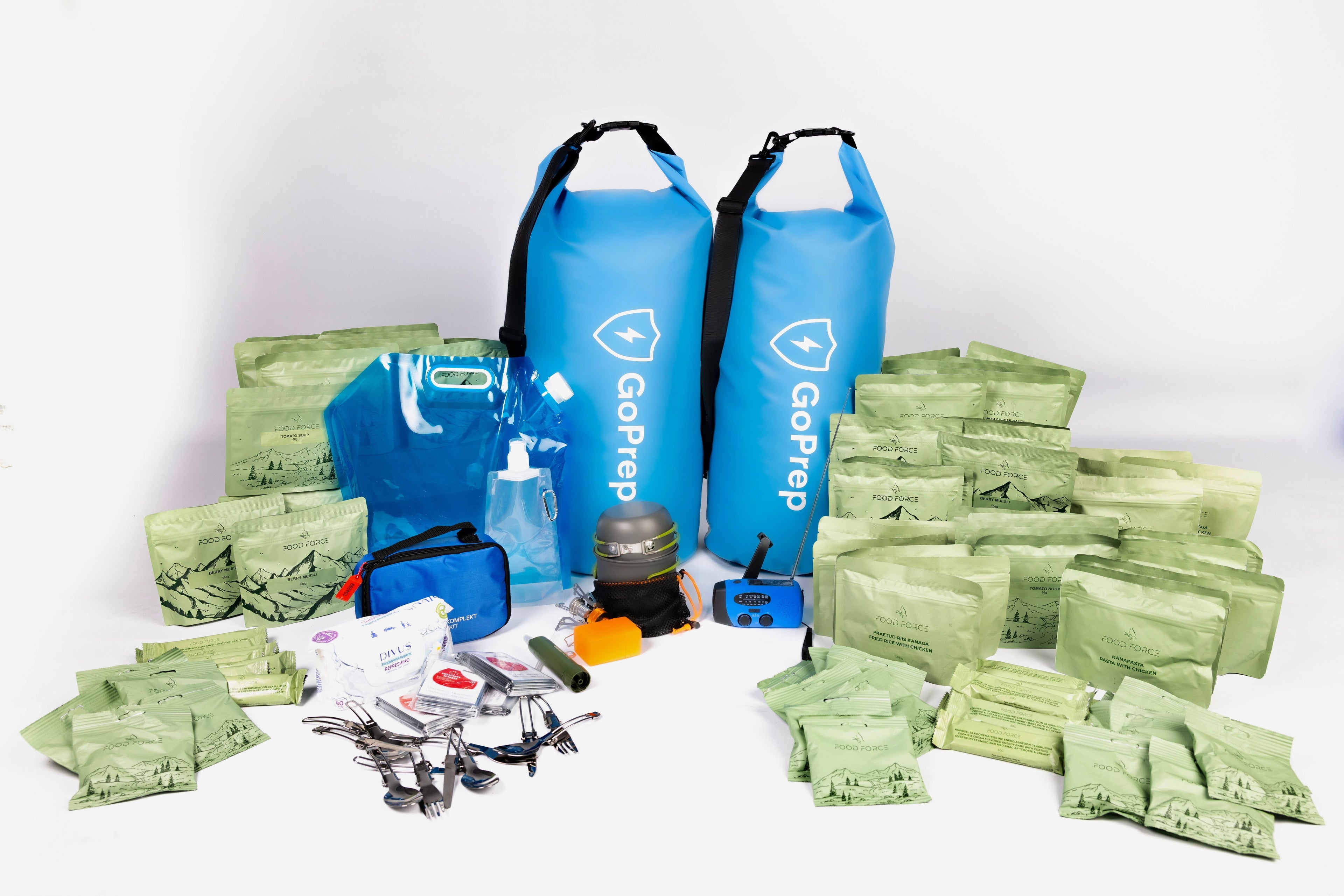 Emergency Kit: Food + Supplies in a Waterproof Bag
