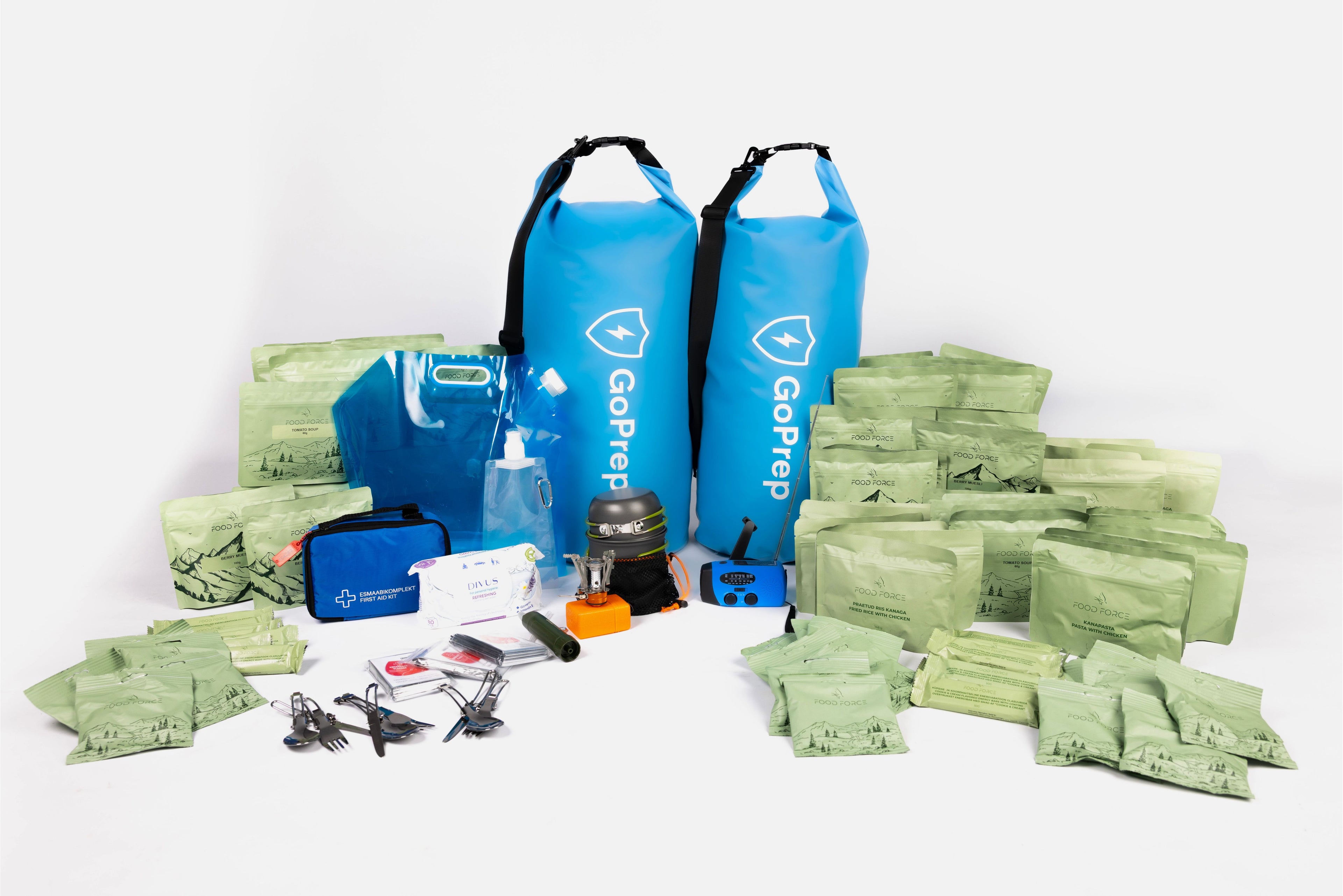 Emergency Kit: Food + Supplies in a Waterproof Bag